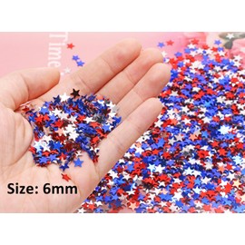 Penta Angel 3 Pack Star Sequin Confetti Holographic Metallic Foil Patriotic Table Confetti for 4th of July Independence Day Patriotic Birthday Weeding Party Decoration