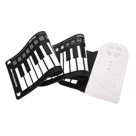 Portable 49 Keys Electronic Keyboard Hand Rolling Up Piano for Children Kids Beginners(White)