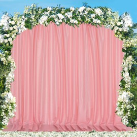 Alsoo Pink Backdrop for Parties Rod Pocket Pink Curtains Photography Privacy Fabric Backdrop Drapes for Birthday Party Wedding Baby Shower Home Decor, 5ft x 7ft, 2 Panels