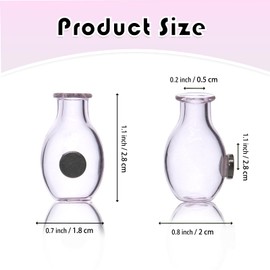 Nuvretk 2PCS Mini Glass Cat Whisker Vase - Fridge Magnet Cat Whisker Holder with Strong Adhesive, Clear Miniature Vases for Keepsake or Décor（Pink and Purple）