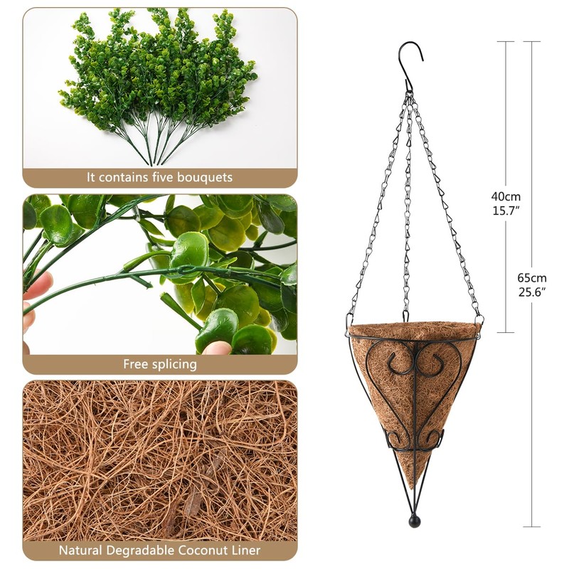 ZFProcess Artificial Faux Hanging Plants Basket for Spring Summer Outdoor