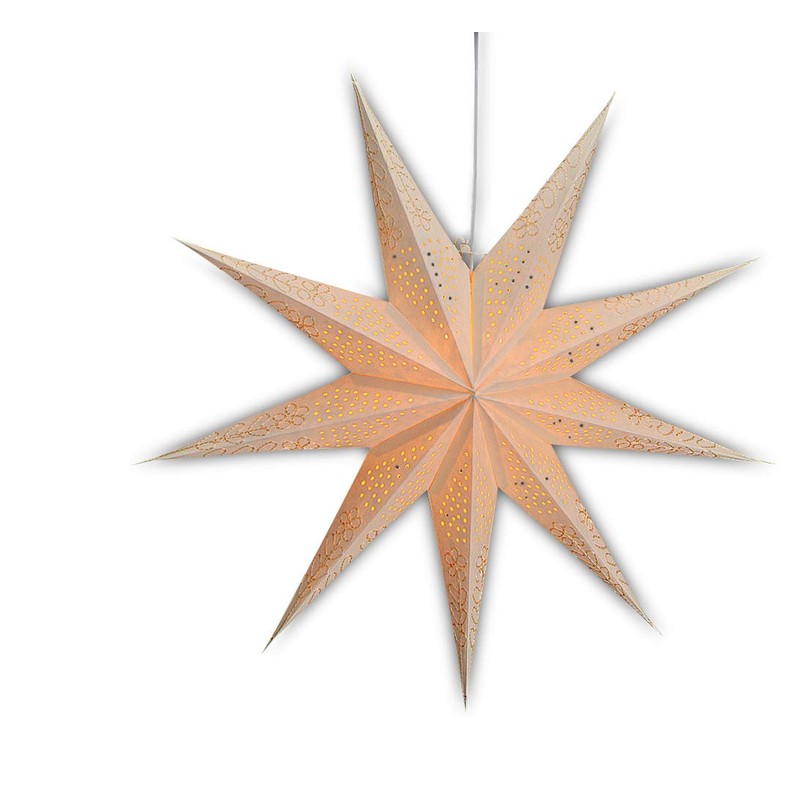 Illuminated 5-Point Star in White - 60 cm Paper Star,