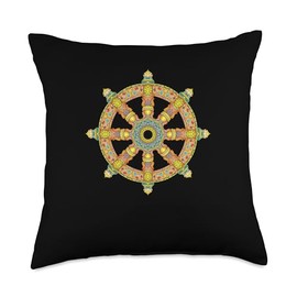 Dharma Wheel Mandala Spiritual Healing Yoga Chakra Throw Pillow