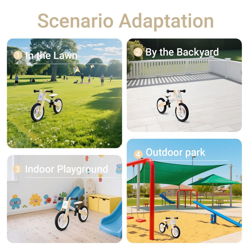 Udeas Wooden No-Pedal Balance Bike, White