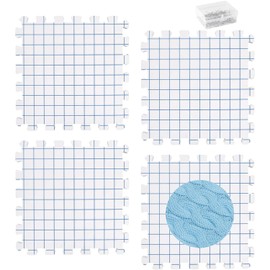 Bhina Set of 4 Clamping Mats Knitting with Grid Blocking Mat Clamping Mats with 50 T-Needles 30 x 30 cm Knitting Blocking Mats Extra Thick Blocking Mats for Knitting, Crafts, Crochet, Knitting