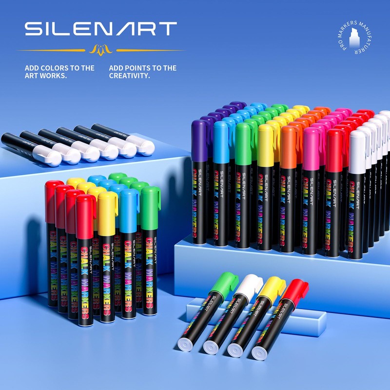 SILENART Pink Chalk Markers 2 Pack - Pink Dry Erase