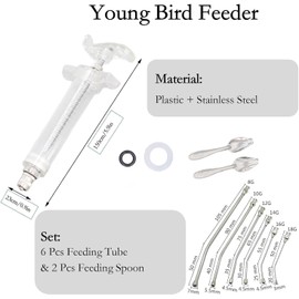 Manual Feeding Syringe Set Feeding Tubes with Curved Gavage Tubes and Stainless Steel Metal Feeding Spoon For Baby Birds Parrot Small Pet