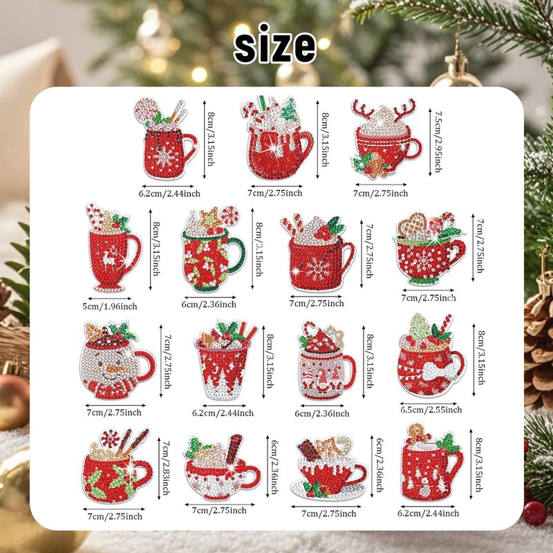 ASFWAGQ Painting Diamond Set of 15 Christmas Key Chains 5D