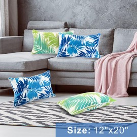 JMGBird Outdoor Pillows Set of 2 Waterproof Outdoor Pillow Covers 12x20 Inch Outdoor Throw Pillow Covers 2 Color Combinations