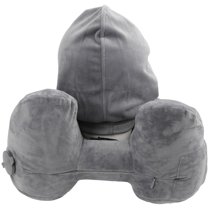 Newgen Medicals Inflatable Neck Pillow with Removable Hood, H Shape