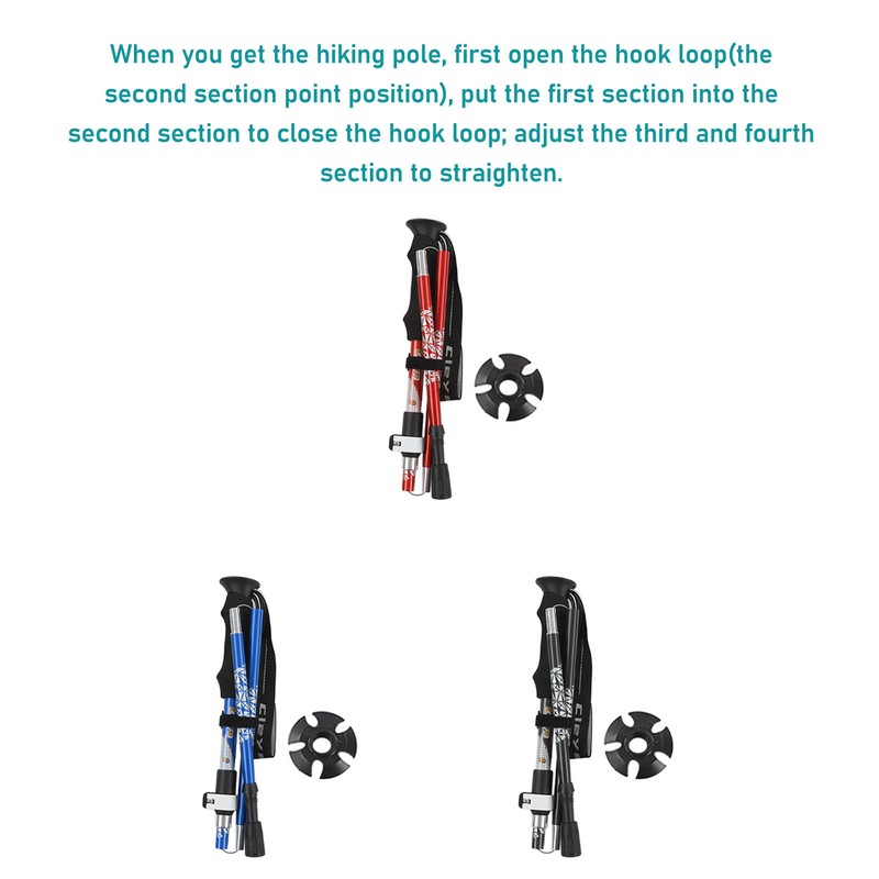 Hiking Poles Collapsible 5 Sections Portable Aluminum Hiking Sticks for