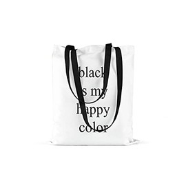 Le Jardin du Lin Printed Shopping Bag with Two Black Long Handles, Foldable Fabric Bag with Two Long Handles, Size: 48 x 55 cm