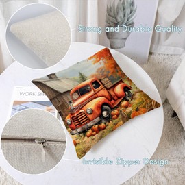 Set of 4 Fall Pillow Covers 18x18 Inch Farmhouse Thanksgiving Pumpkins Throw Pillows Covers Autumn Sunflower Decorative Cushion Covers Outdoor Sofa Couch Pillow Cases Fall Decorations (18 by 18)