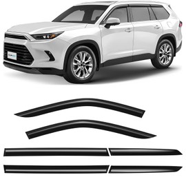 CLIM ART Incredibly Durable Rain Guards for Toyota Grand Highlander 2024-2025, Original Tape-on Window Deflectors, Vent Deflector, Window Visors, Car Accessories, 6 pcs. - 524398