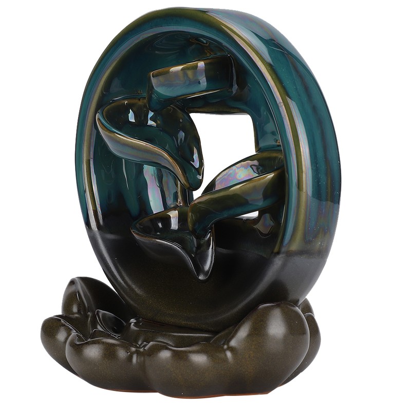 Backflow Incense Burner Waterfall Lotus Base Ceramic Holder Aromatherapy Ornament