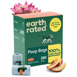 Earth Rated Poop Bags for Dogs, Guaranteed Leak Proof and Extra Thick Waste Bag Refill Rolls, Peach and Lotus, 280 Count