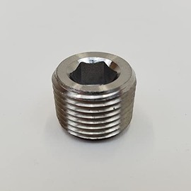 304 Stainless Steel 3/8" NPT Hex Socket Plug - Great for blocking unused petcock bung holes and other pipe thread plumbing applications - SOLD INDIVIDUALLY - Harley Chopper Bobber