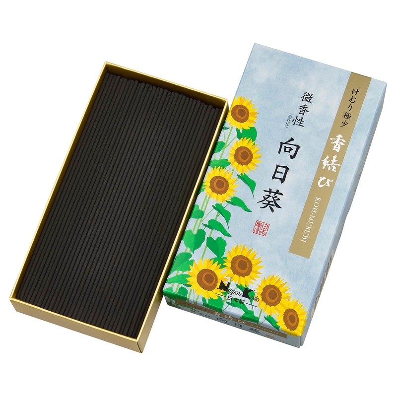 Nippon Kodo Incense Knot Faint Scented Sunflower Rose Filled 4.9