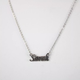 Stravina SARAH Name Silvertone Rhinestone 14.5" w 4.5" Multi Ring Ext Necklace