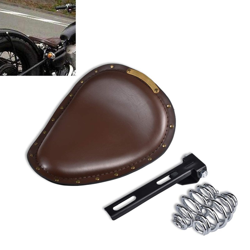 KaTur Motorcycle Solo Seat Pad Crocodile Leather Style Saddle Solo