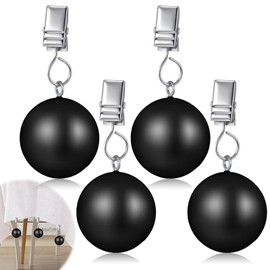 Cinnvoice 4 Pack Heavy Duty Curtain Weights Heavy Tablecloth Weights Ball with Metal Clip for Outdoor Tables Shower Curtain Flag (Black)