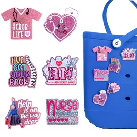 WTYONZEL 6Pcs Nurse Charms forfor Bogg Bags and Simply Southern Totes,Inserts Decorative Accessories to Customize Your Beach Tote Bag