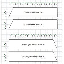 4 Inch Fender Hash Mark Bars Racing Stripes Vinyl Decal, Fits Chevy Corvette C5, Both Sides, White