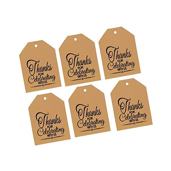 CakeSupplyShop Item#00033TGT Kraft Brown Thank You for Celebrating with Us Bulk Gift Tags 2-1/4"x3-1/2" - 50pack