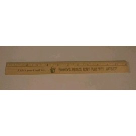 Vintage Smokey the Bear "Smokey's Friends Don't Play With Matches" 12 Inch Ruler