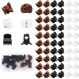 Atoden Mini Hair Clips Small Hair Claw Clips with Box 60Pcs Cute Tiny Jaw Clips for Thin Fine Hair Bangs Barrettes Decorative Hair Accessories for Women Girls (Clear White, Black, Tortoiseshell)