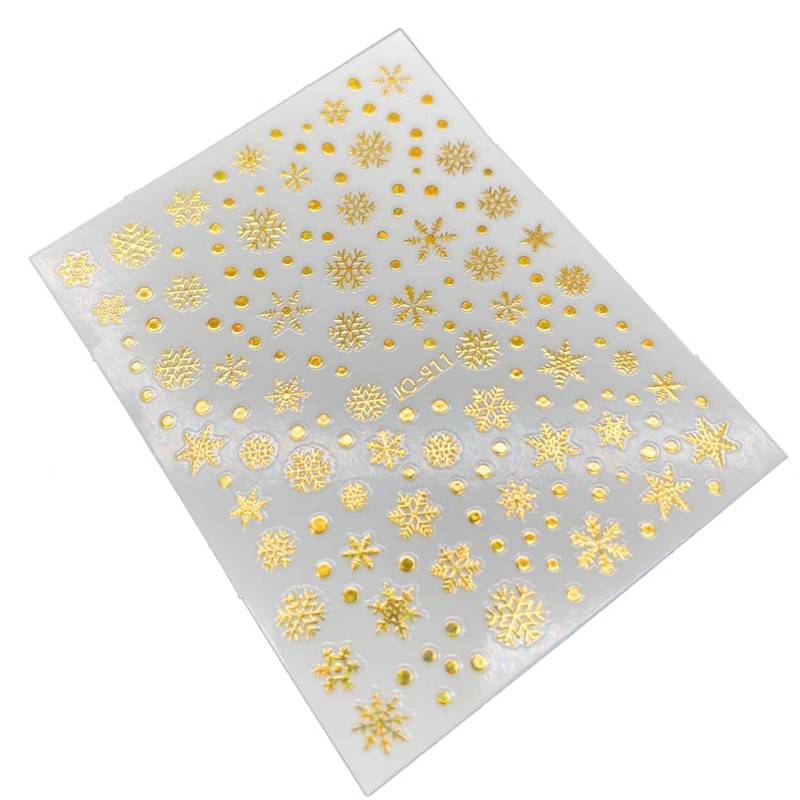 Gold Holographic Snowflake Nail Stickers for Nail Art