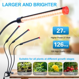 Orchbloom Clip Grow Light for Seed Starting with Timer, 27W Grow Lights for Indoor Plants Full Spectrum, 2026 Brightest LED Plant Grow Light for Houseplants, Bonsai, Pot Plants, Seedlings