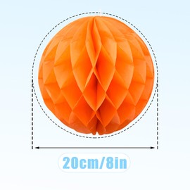 Hocansen 8 PCS Paper Honeycomb Balls Decoration 8inch Honeycomb Flower Balls Party Decoration Tissue Pom Poms Ball Hanging Flower Balls for Wedding, BirthdayHome Decor (FWQ/Orange)