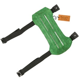 Green Bantoro Leather Archery Quiver with Matching Adjustable Arm Guard – Traditional Style Quiver and Elastic-Strap Forearm Bracer for Target Practice and Bowhunting