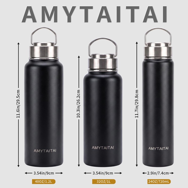 Vacuum All Stainless Steel Insulated Water Bottle 24OZ - Black