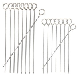 30pcs Barbecue Skewers,HONSHEN Stainless Steel Turkey Lacers Metal Skewers for BBQ Grill,Shish Kebab Kabob Skewers,6Inch 15pcs + 8Inch 15pcs(Barbecue Skewers 6inch+8inch)