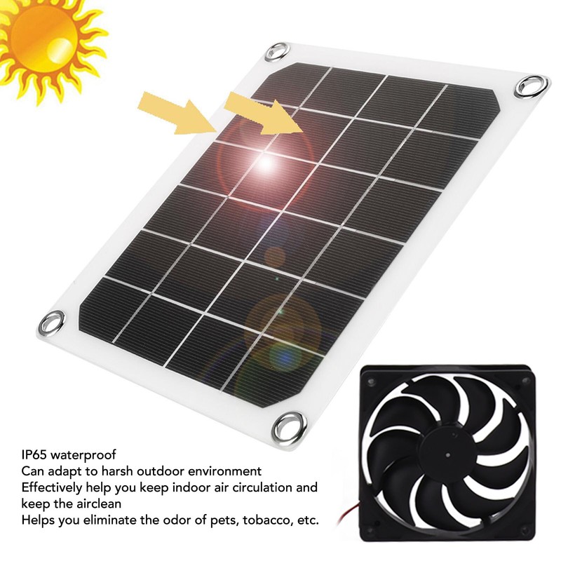 10W Solar Panel Exhaust Fan Waterproof Solar Powered Attic Ventilator