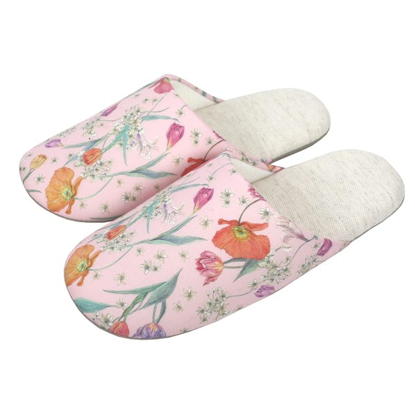 DED INTEX FLORET LONDON Slippers 02, Spring Blooms, Pink, 9.1 - 9.8 inches (23 - 25 cm) [Using Liberty Print]