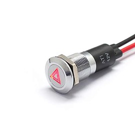 Alpinetech PL12MS 12mm 1/2" 12V LED Metal Signal Indicator Pilot Dash Light (Hazard Light)