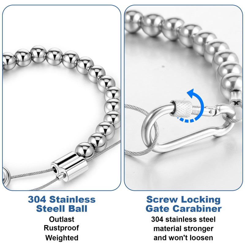 Afcabakila Flag Pole Beaded Retainer Ring, Adjust Length 304 Stainless