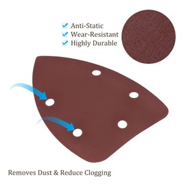 Kozelo Pack of 25 Mouse Sander Detail Sandpaper - [1500 Grit, 3.5 x 5.5 "] Triangular Velcro Sanding Pads for Wooden Furniture Polishing Applications, 5 Holes, Aluminium Oxide