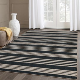 Lahome Striped Easy Jute Outdoor Patio Rug, Washable 5x7 Area Rugs for Living Room Office Indoor Outdoor Carpet, Farmhouse Non Shedding Stain Resistance Carpet for Dining Room Backyard Deck