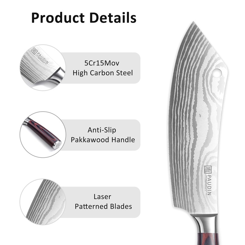 PAUDIN Meat Cleaver 8 Inch Butcher Knife, High Carbon Stainless