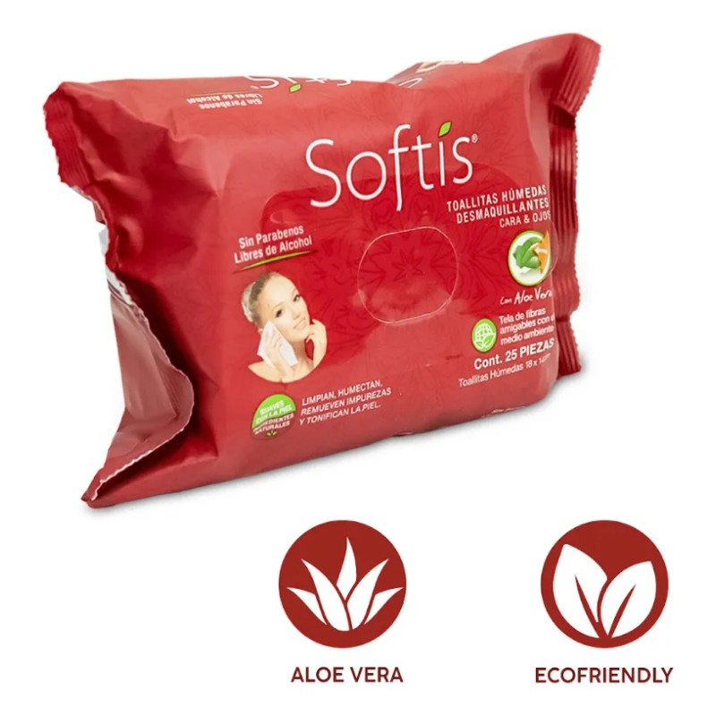 Toallitas Desmaquillantes Softis Aloe Vera 25 Piezas