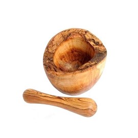 Rustic Olive Wood Pestle & Mortar +/- 14cm