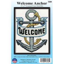 Design Works Crafts Welcome Anchor Counted Cross Stitch Kit, White