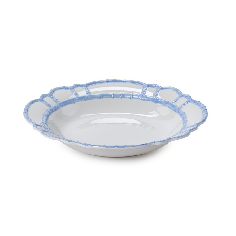 Two's Company French Blue Bamboo Touch Bowl, 15-Inch, Melamine
