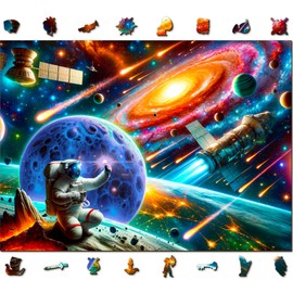WOODEN.CITY Cosmic Exploration Wooden Space Puzzle 1000 Piece - 21.25 x 15.5 inches - Made in EU