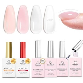 beetles Gel Polish Set de gel constructor Beetles HEMA Free-Blush Whisper 4 colores 7 en 1 para engrosar y fortalecer las uñas, con base y capa superi