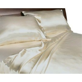 Royal Opulence Divatex Home Fashions Satin Cal King Sheet Set, Ivory